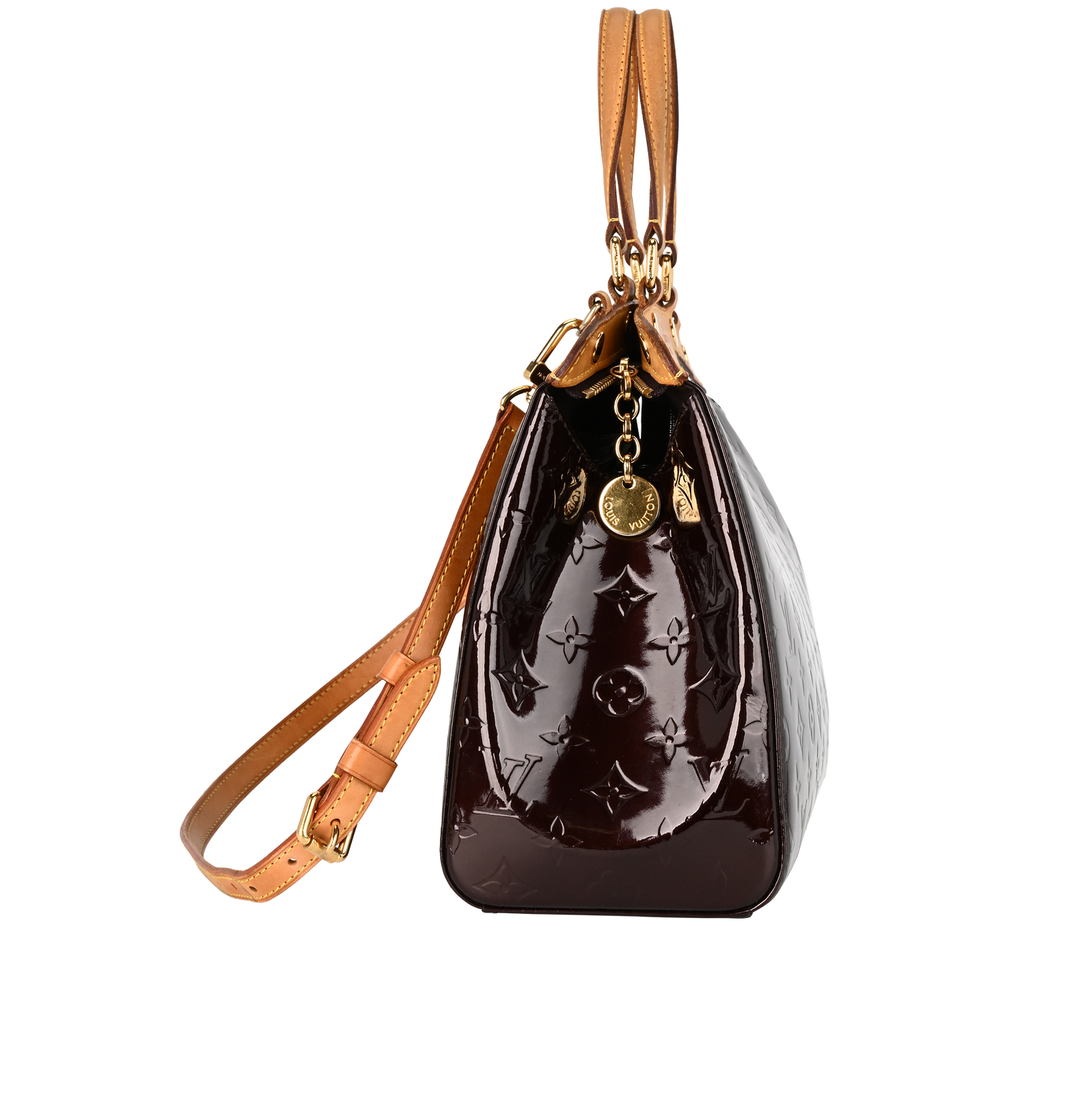 Brea MM, &pound;595, Handbags, Burgundy, Patent Leather, Side view